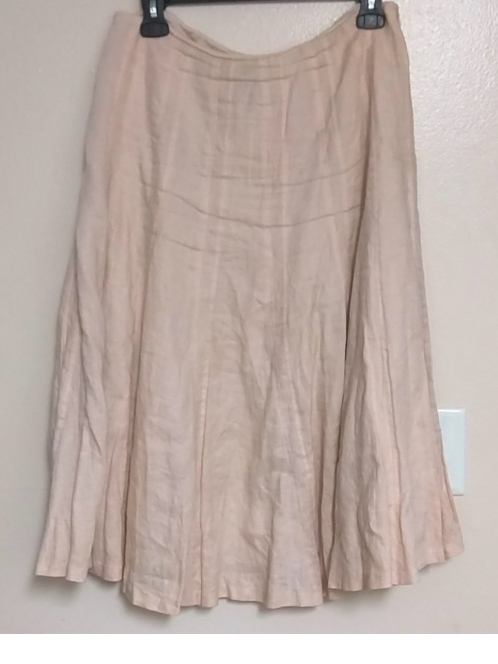 Linen Ralph Lauren A-Line Midi Skirt in Blush peach